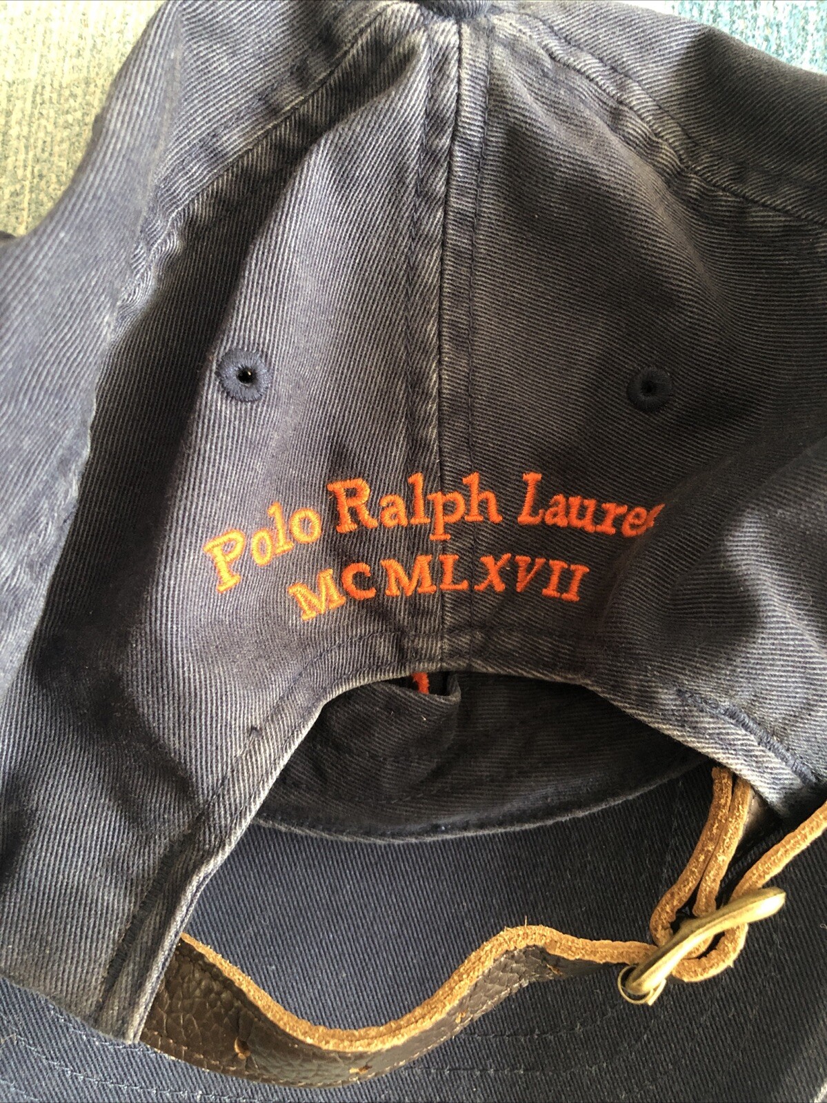 Cappello Polo Ralph Lauren blu navy grande arancione logo pony 3