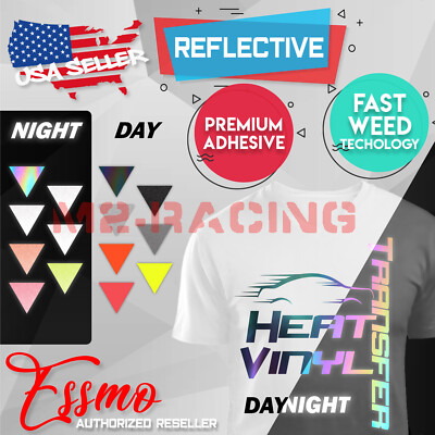 ESSMO  Reflective Heat Transfer Vinyl HTV T-Shirt 10'' Wide Roll Iron Heat Press