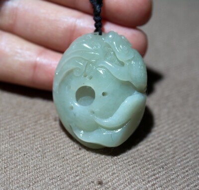 China antique Hetian jade pendant collect natural jade Necklace fish  pendant