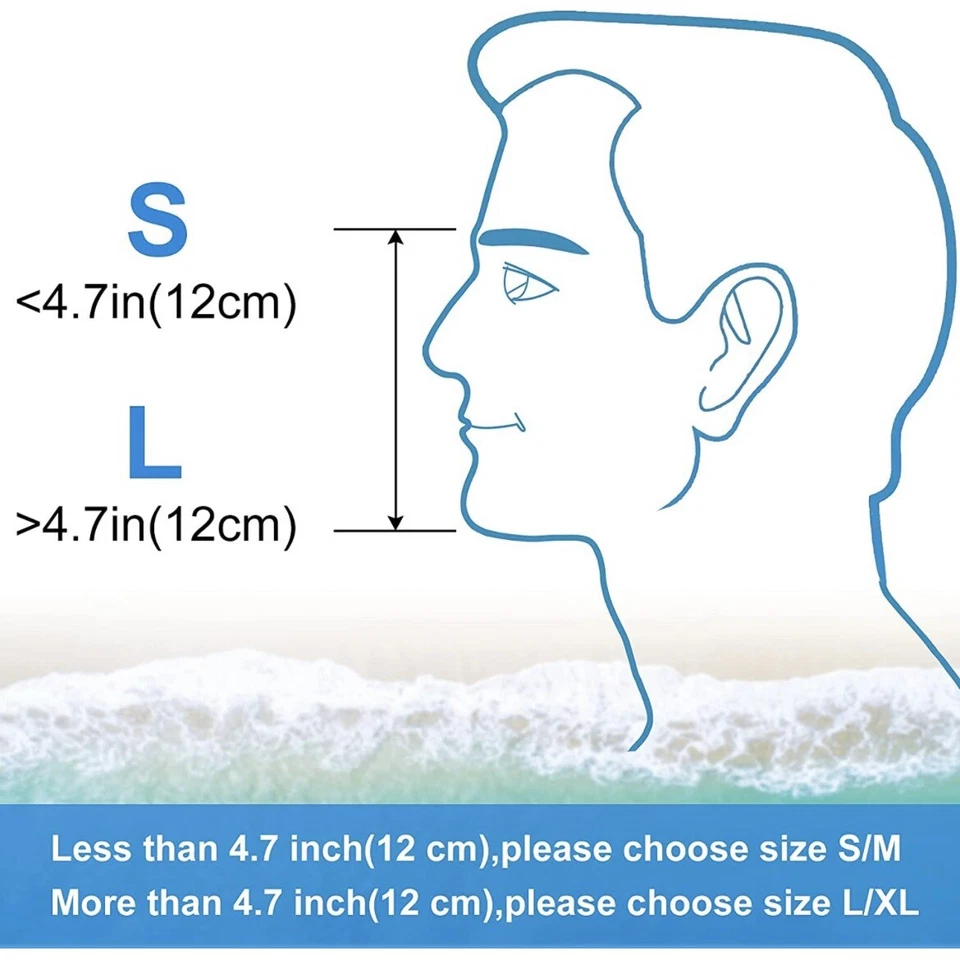 Full Face Snorkel Mask 180 Degree Panoramic View Anti-Leak/Anti-Fog Black Blue L - Image 2 of 4