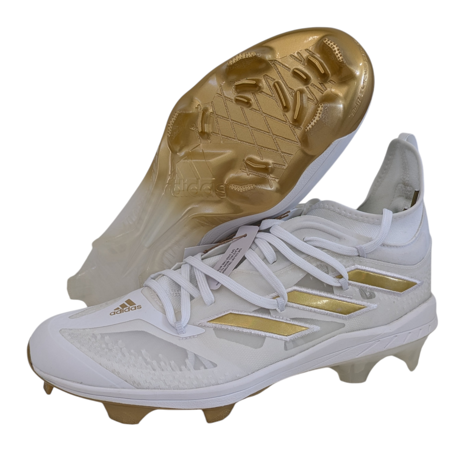 Adidas Baseball Cleats Adizero Afterburner NWV TPU Mens Sz 12 White Gold GZ6513