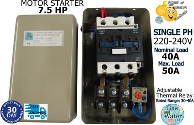 G&W 7.5 HP Magnetic Starter Motor Control Single Phase 220/240V 30-40A