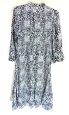 Zara Women's XS Midi Dress Black White Leopard Tiered Tent 3/4 Sleeve EUC