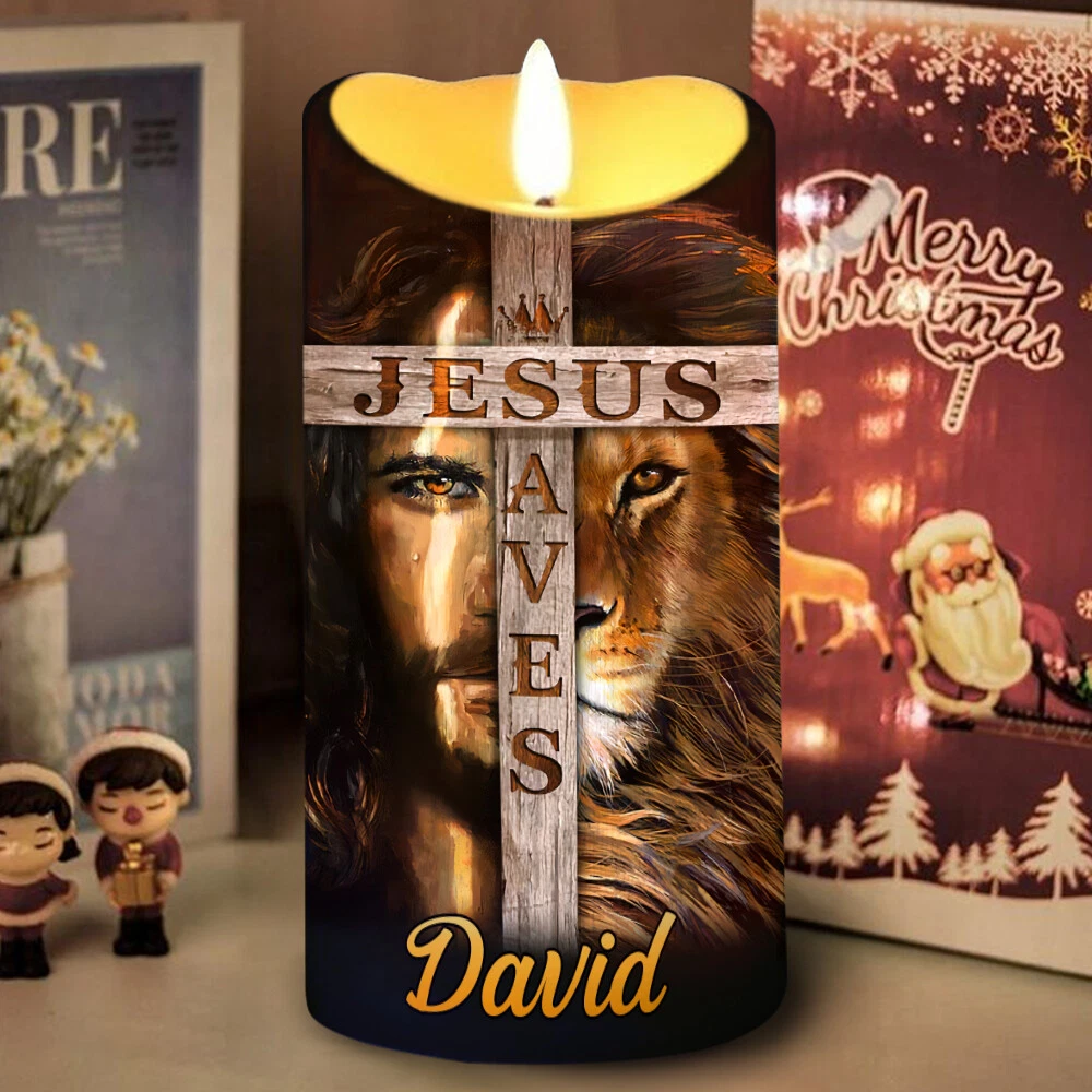 Customize Customized Jesus Lion Of Judah LED Candle