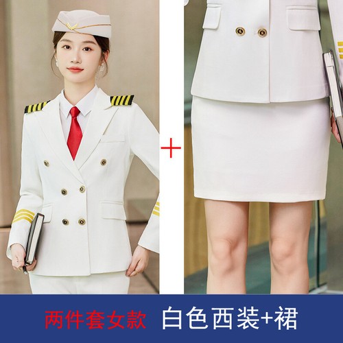 Double-breasted Womens Army Performance Suit Flight Uniform Blazer Pants Trouser - Picture 20 of 39