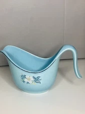 Vintage Taylor Smith Taylor Speckled Aqua Blue Large Creamer Or Small Gravy Boat