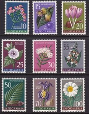 1957 YUGOSLAVIA - Yugoslav Flora 9 MNH/** Values