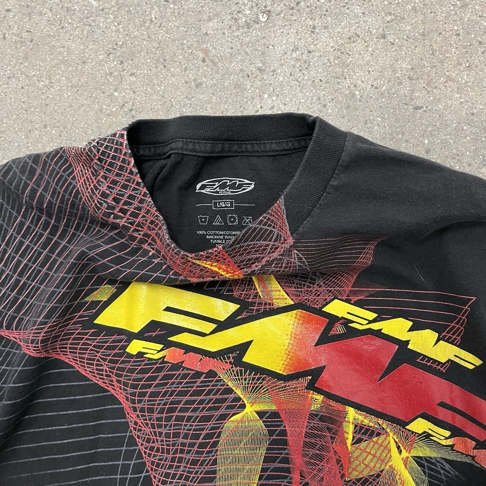 Vintage Y2k FMF Shirt Sz L Black Motorcross Racing Grunge - Image 3 of 4