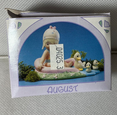PRECIOUS MOMENTS 1989 Miniature Monthly Figurine ''August'' girl in pool (#5)