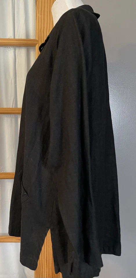 Chaqueta de lino años 80 Jill para mujer L con botones bolsillos negros botones de latón hecha en EE. UU. Foto 3 de 4