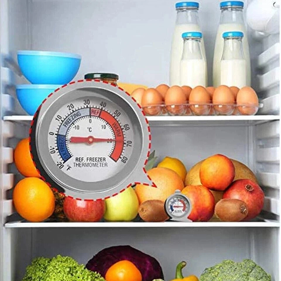 1/2PCS Stainless Steel Dial Fridge/Freezer Thermometer Stands & Hangs Waterproof - Image 4 of 4