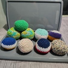 Crocheted Hacky Sack Footbag, Multicolor, Homemade, Gifts, Birthday