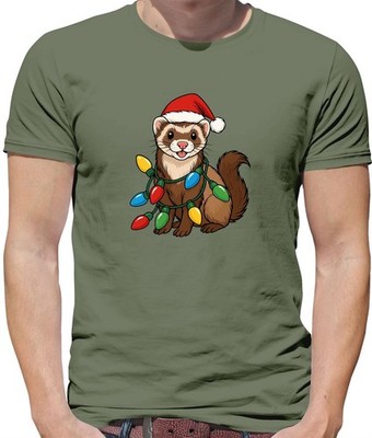 Frettchen Weihnachtsbeleuchtung - Herren T-Shirt - Frettchen Haustier Liebe Festlich Süß Haustiere