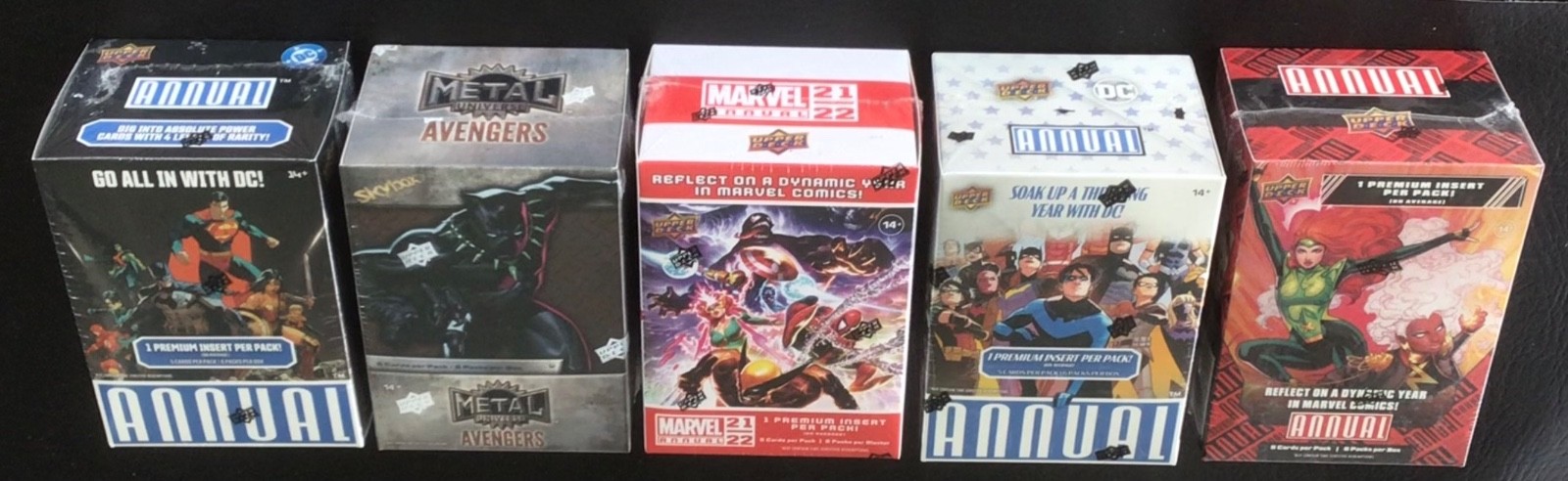 Lot Of 5 Different  Upper Deck Marvel Trading Cards Factory Sealed Blaster Boxes