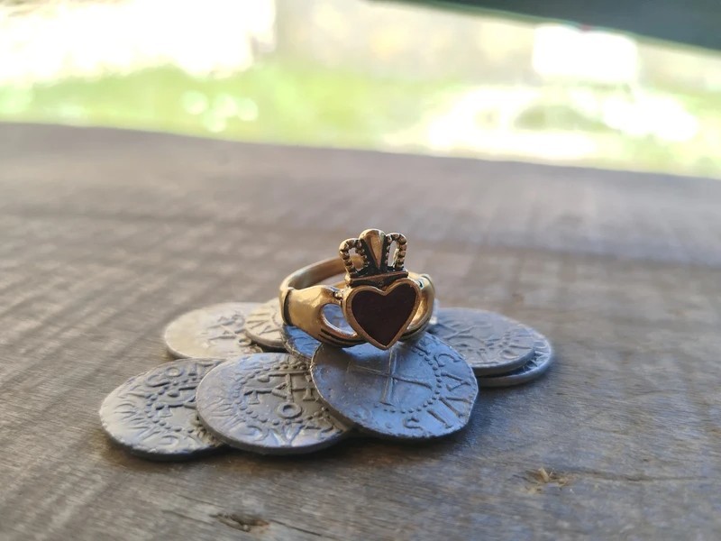 Bague Claddagh de reproduction en argent 925 taille L pour femme élégante
