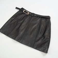 Vintage Maxima Wilson's Leather Mini Skirt Size 10 - Black Belted Y2k 90s