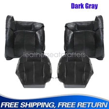Fits 99-02 Chevy Silverado Both Side Top & Bottom Leather Seat Cover Dark Gray