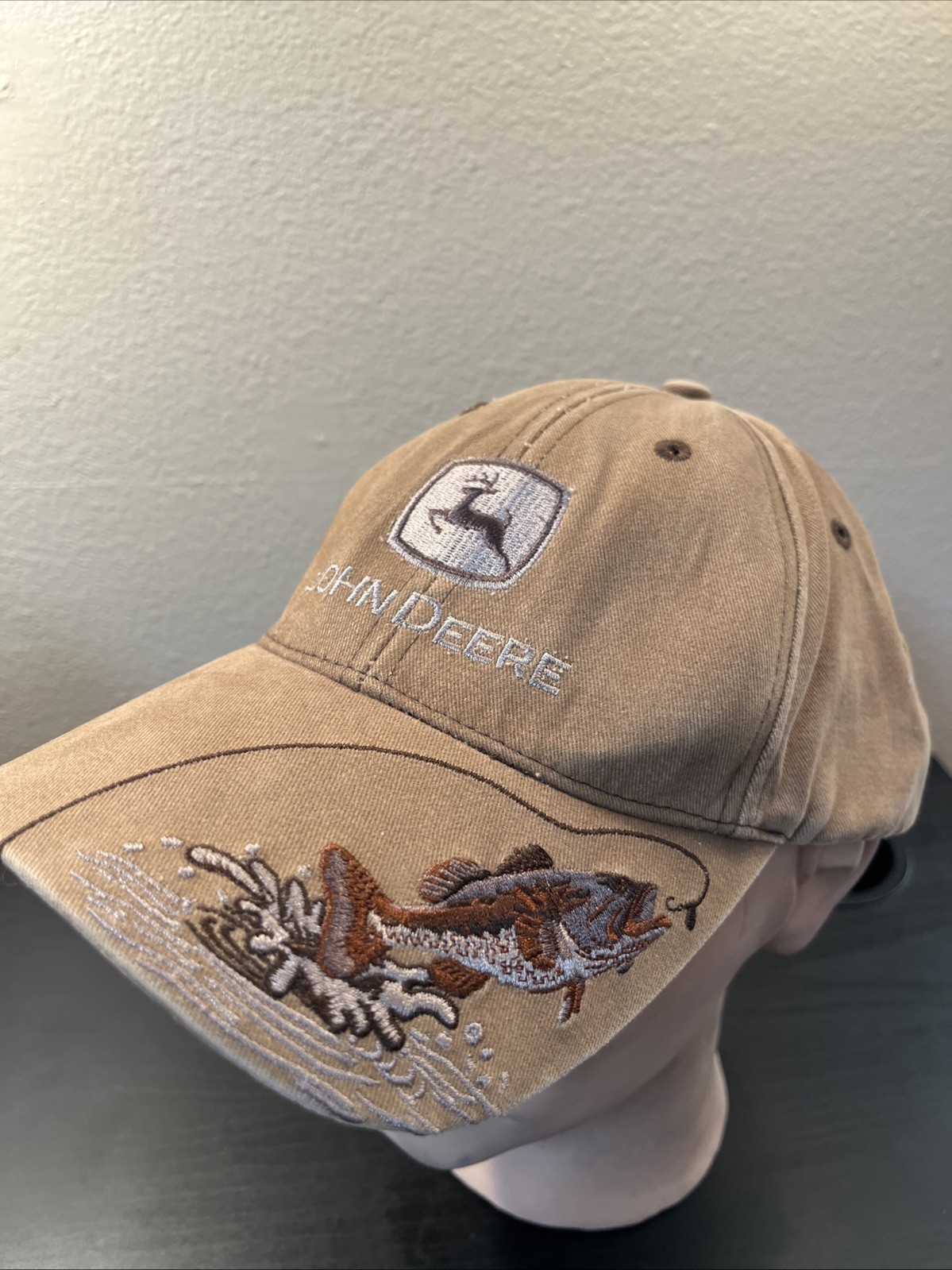 John Deere Brown Strapback Hat Fish Embroidery Bi… - image 1
