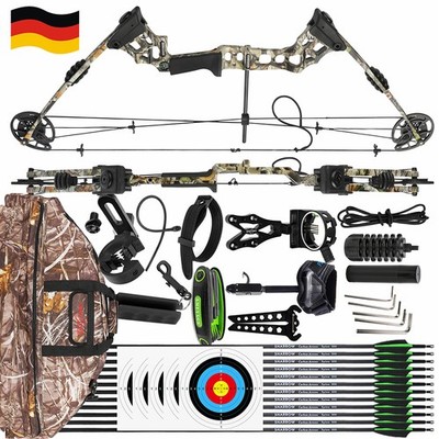 Bogenschießen Compoundbogen Set 20-70lbs Adjustable 320FPS Pfeile Jagdbogen RH