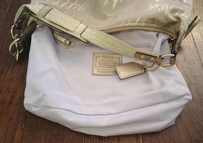 Coach Signature Script Lurex Hobo 17472 B4 Gold for sale online | eBay