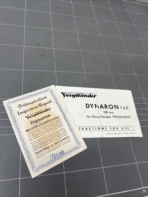 VINTAGE CAMERA INSTRUCTIONS OWNER MANUAL VOIGHTLANDER DYNARON GERMANY PHOTOGRAPH