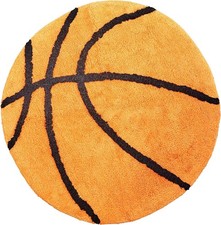 Hand Tufted Basketball Bedroom or Bathroom Rug - 25 in Round; 100% Cotton Kids