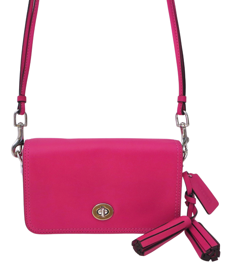 New NWT Coach Legacy Leather Fuchsia Pink Penny Crossbody Purse 
