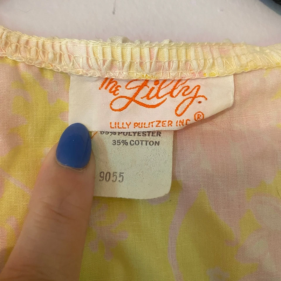 Bata envolvente floral rosa amarillo años 60 vintage The Lilly by Lilly Pulitzer para mujer Foto 2 de 4