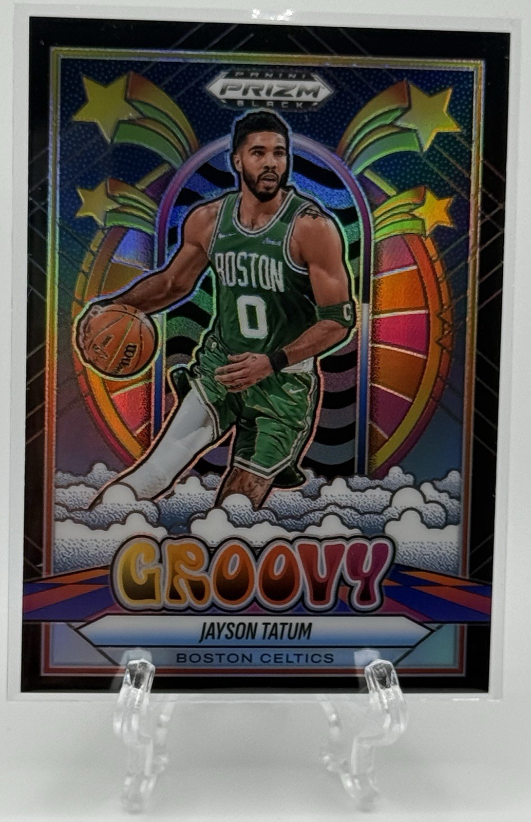 Jayson Tatum 2024-25 Panini Prizm Black #22 Groovy Prizm Case Hit SSP! Celtics