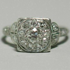 Antique 1.20 Ct White Diamond Art Deco Vintage Wedding Ring 925 Sterling Silver