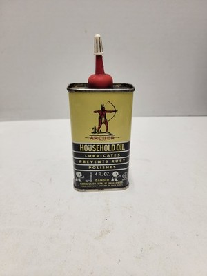 VINTAGE ARCHER OIL HOUSEHOLD OIL CAN ARCHER PETROLEUM CORP 4oz size indian w/Bow