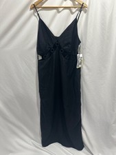 Jenee Naylor x Future Collective Black Linen Ring Cutout Slip Dress Size 22, 17
