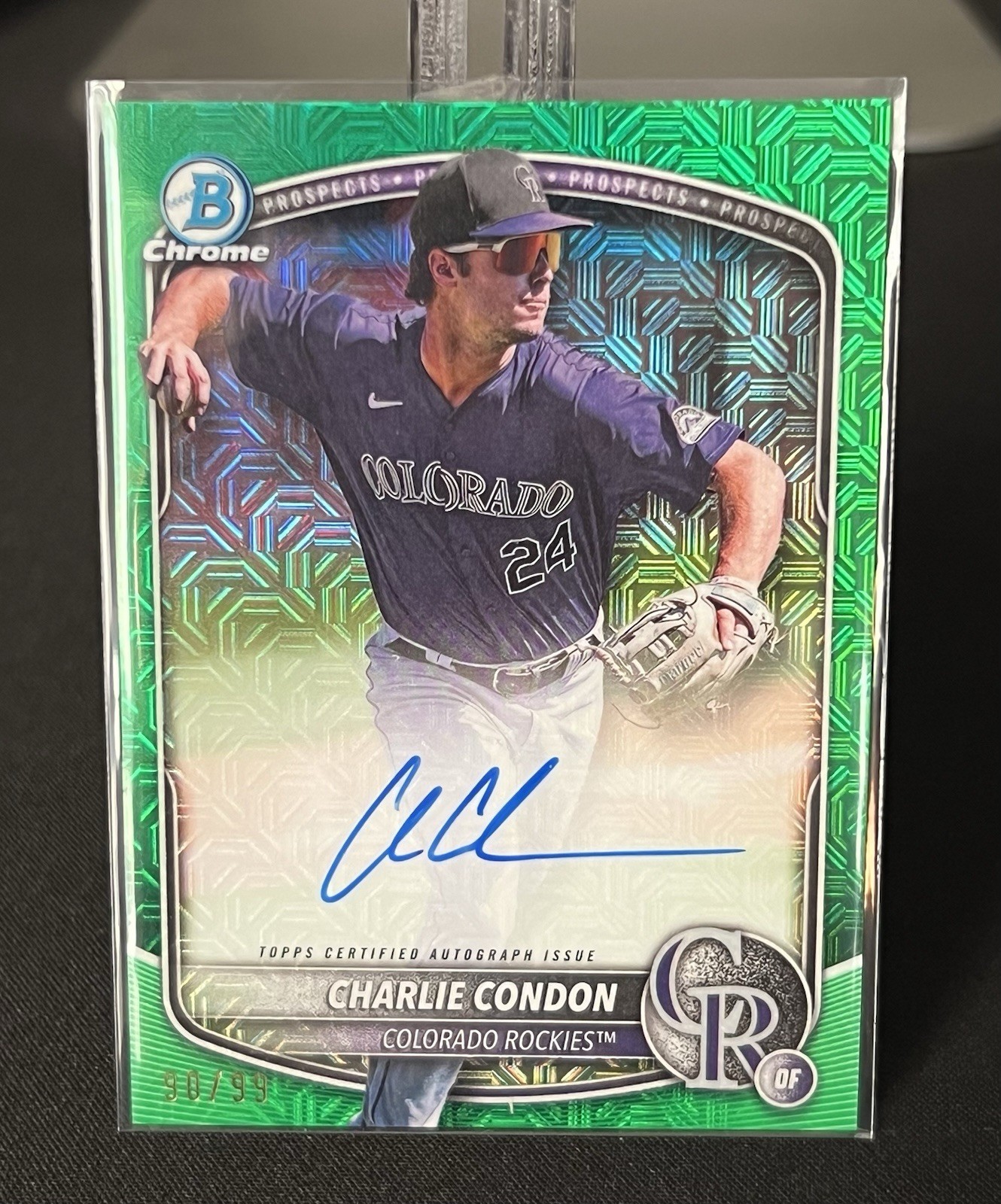 2025 Bowman Chrome Prospects Charlie Condon Green Mojo Auto /99