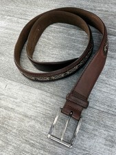 VTG Brighton Chicago Leather Braided Woven Aztec Insert Belt Mens 38W M21345 USA