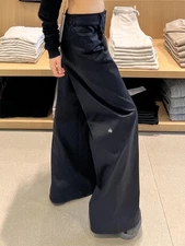 AIo Workwear Pocket Wide Leg Pants Loose Slimming Casual Versatile Floor Pant