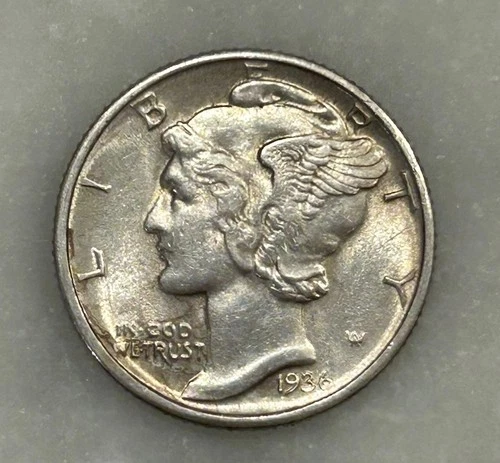 1936-D Mercury Dime - AU - About Uncirculated - 90% Silver