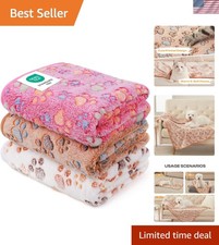 Adorable Paw Print Pet Blankets - Fluffy Fleece Throw for Dogs and Cats 23"x16"