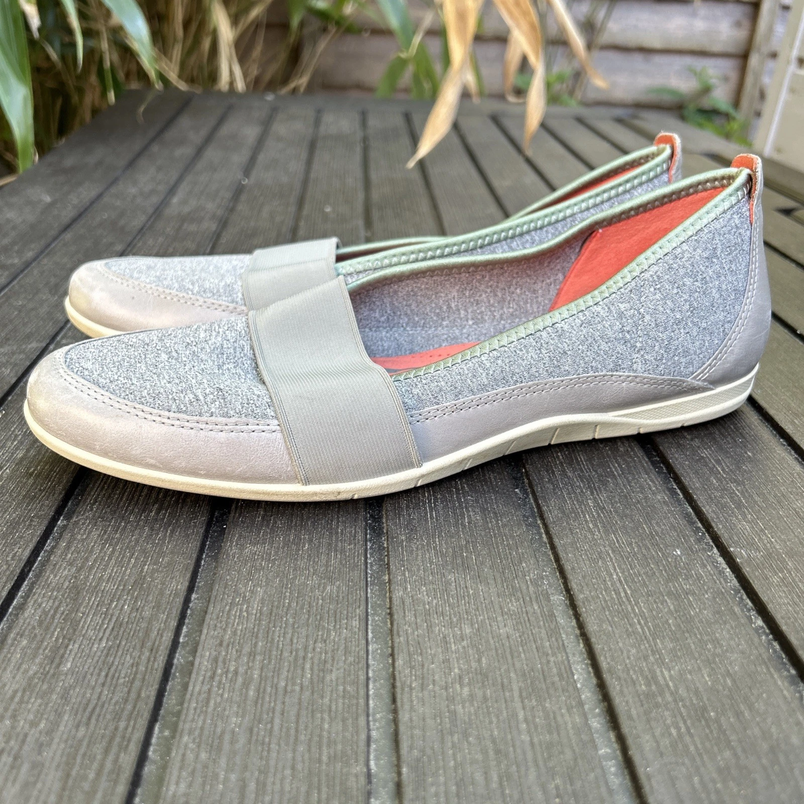 Scarpe comode slip on Ecco Mary Jane grigie da donna ballerine taglia 41 EU 7 UK