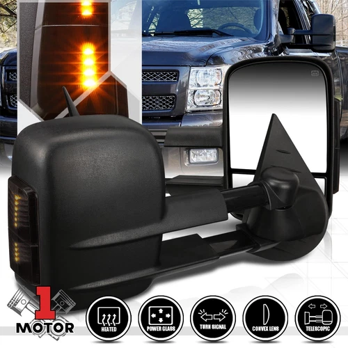 [Pair]Power+Heated LED Signal Towing Side Mirror for 07-14 Sierra/Yukon/Escalade