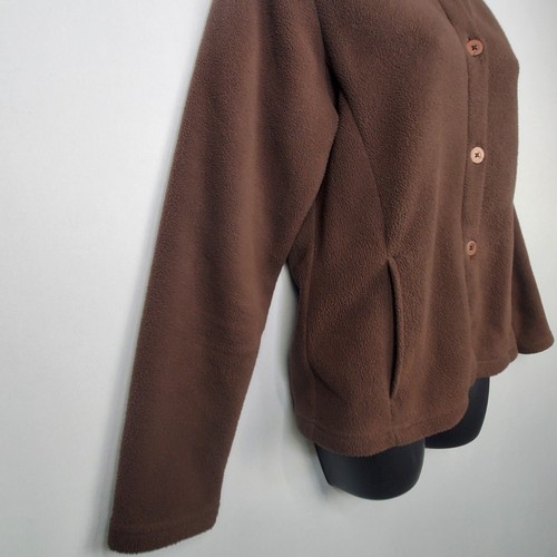LL Bean Womens Fleece Button Front Polartec Jacket Size M Reg chocolate brown - Picture 5 of 10