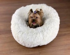 XS Calming Pet Bed Plush Orthopedic 40cm White