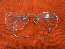 Vintage SHURON 1/10 12K Gold Filled Rimless Glasses Art Deco Bifocal Hex