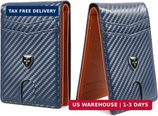 Men's Minimalist Leather Slim Wallet RFID Blocking Front Pocket Bifold ID Window