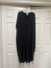 Barefoot Dreams Luxe Milk Jersey paradise caftan Dark Gray Sz S/M Gown Lounge