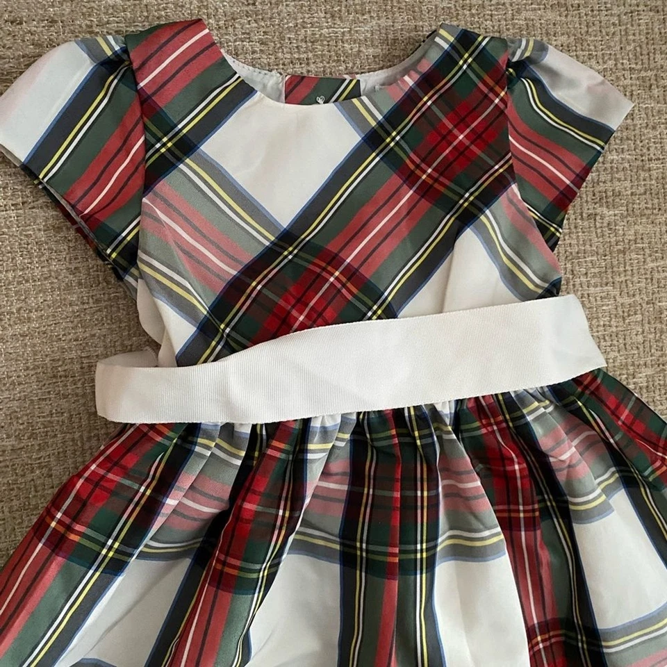 Ralph Lauren Bebé Vestido de Navidad a Cuadros con Lazo 6 Meses Foto 2 de 4