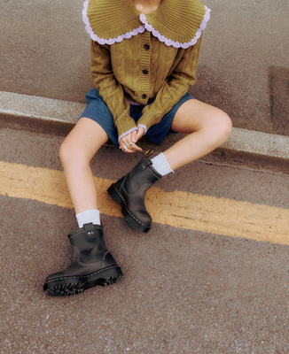 Dr Martens Anistone Lo Leather Biker Boots M 9 L 10 Dark Brown Burnished Waxy WP Anistone Lo Leather Biker Boots | Dr. Martens ReWair main image 2