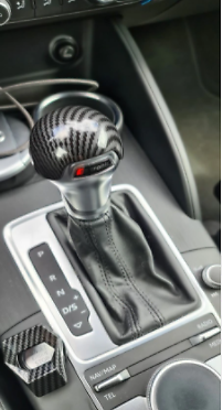 KUNGKIC Fibra di carbonio Auto Pomello Copertura Adesivo Accessori Decorativi Fibra di Carbonio Car Gear Shift Knob per Audi A3 8V S3 Accessori Interno 2014 2015 2016 2017 2018