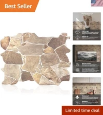 Impact-Resistant Faux Stone Wall Panels - Lightweight PVC - 28.86 Sq Ft Coverage