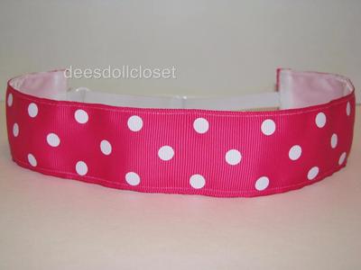 PINK POLKA DOT DOTS Headband adjustable no slip non Sweaty Hair Bands ...
