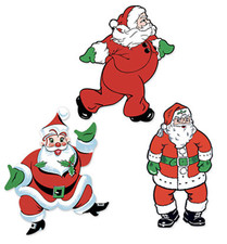 3 VINTAGE BEISTLE CHRISTMAS SANTA CUTOUT DECORATION 18" PRINTED BOTH SIDES